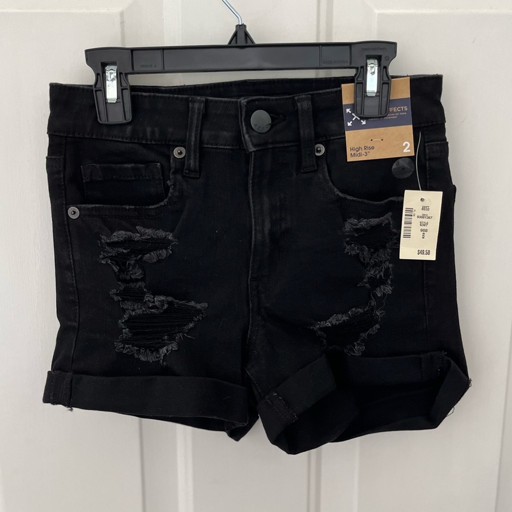 Aeropostale: High Rise-Midi 3”, black jean, size 2